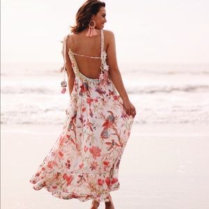 Birds of paradise bohemian beach dress
